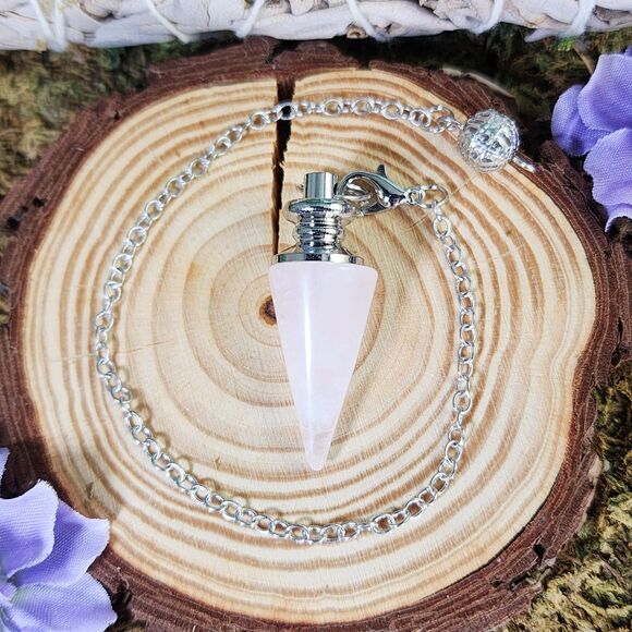 Rose Quartz Crystal Fancy Pendulum #7 - Picture 1 of 2